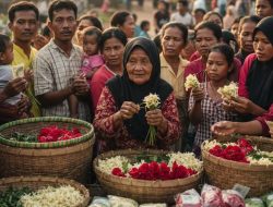 Dagangan Bunga Mbah Minah di Rembang Laris Manis di Awal Ramadhan